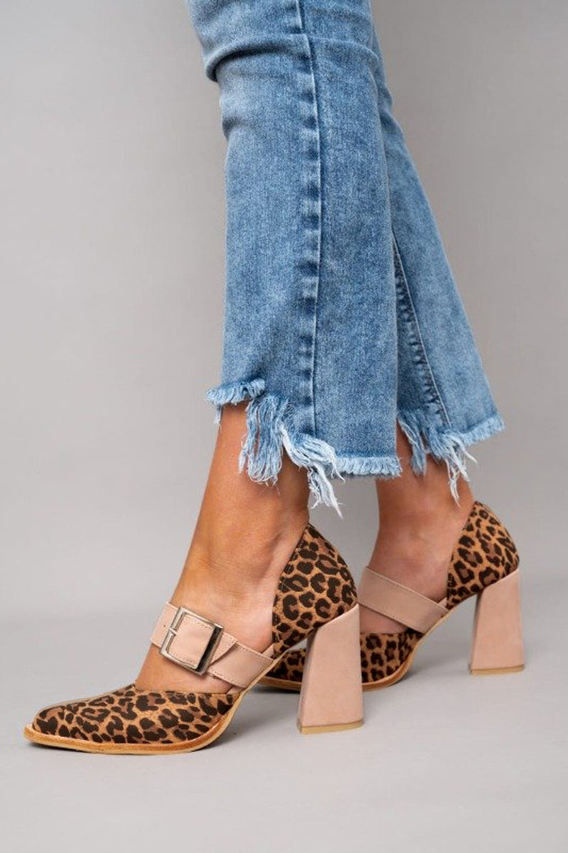 Elegant Leopard Suede High Heels