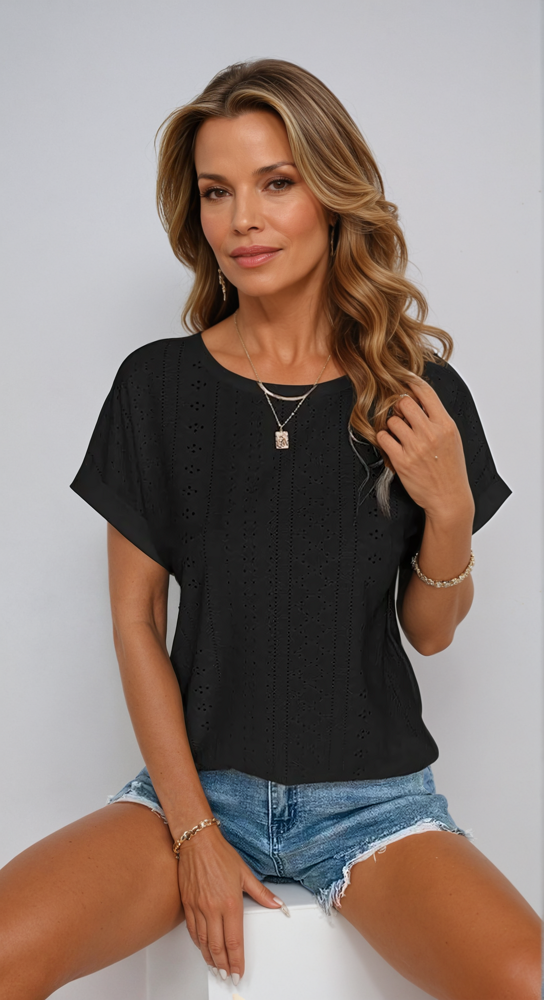 Effortless Chic Eyelet Top