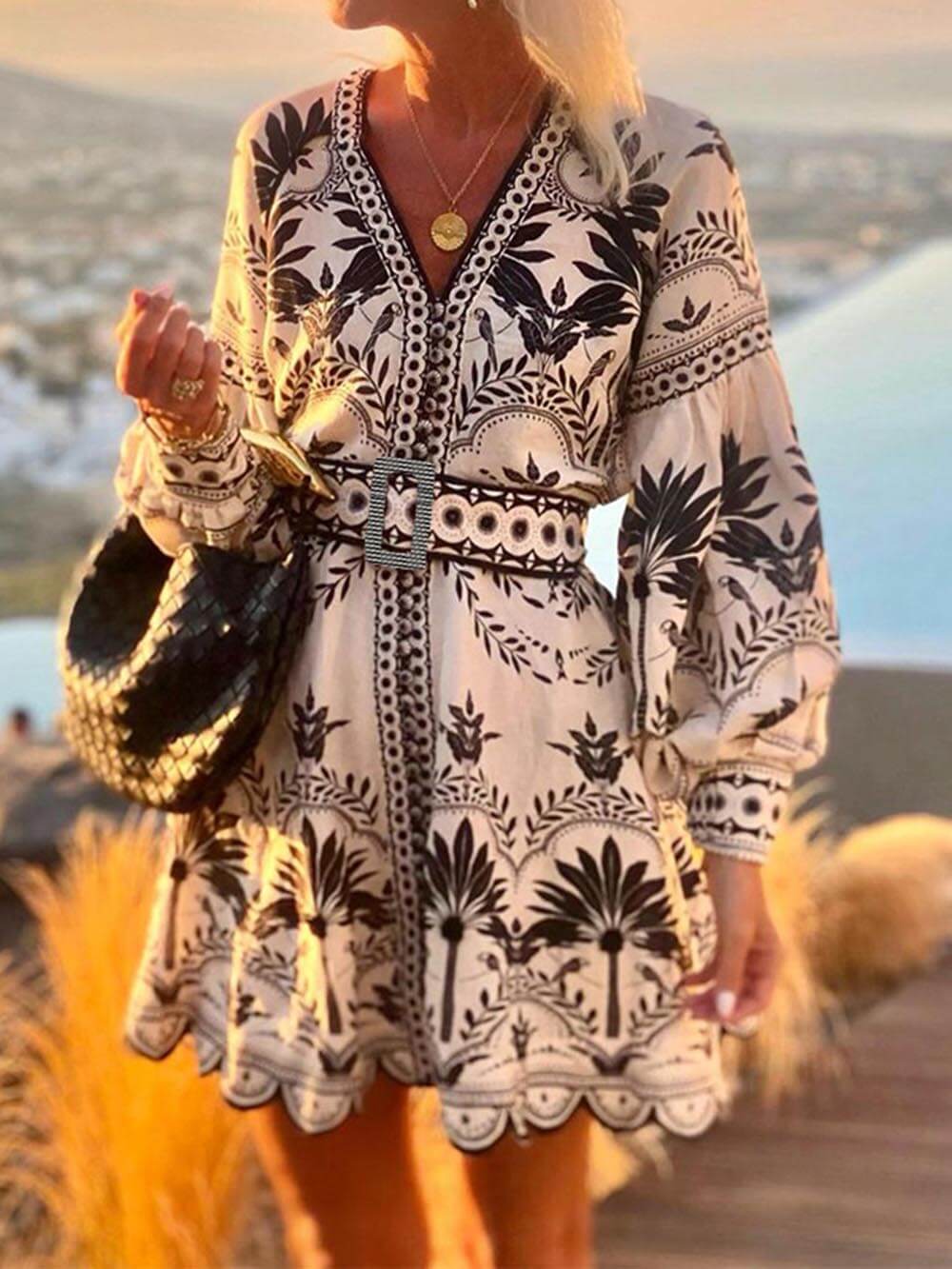 Head-Turning Printed Beach Mini Dress