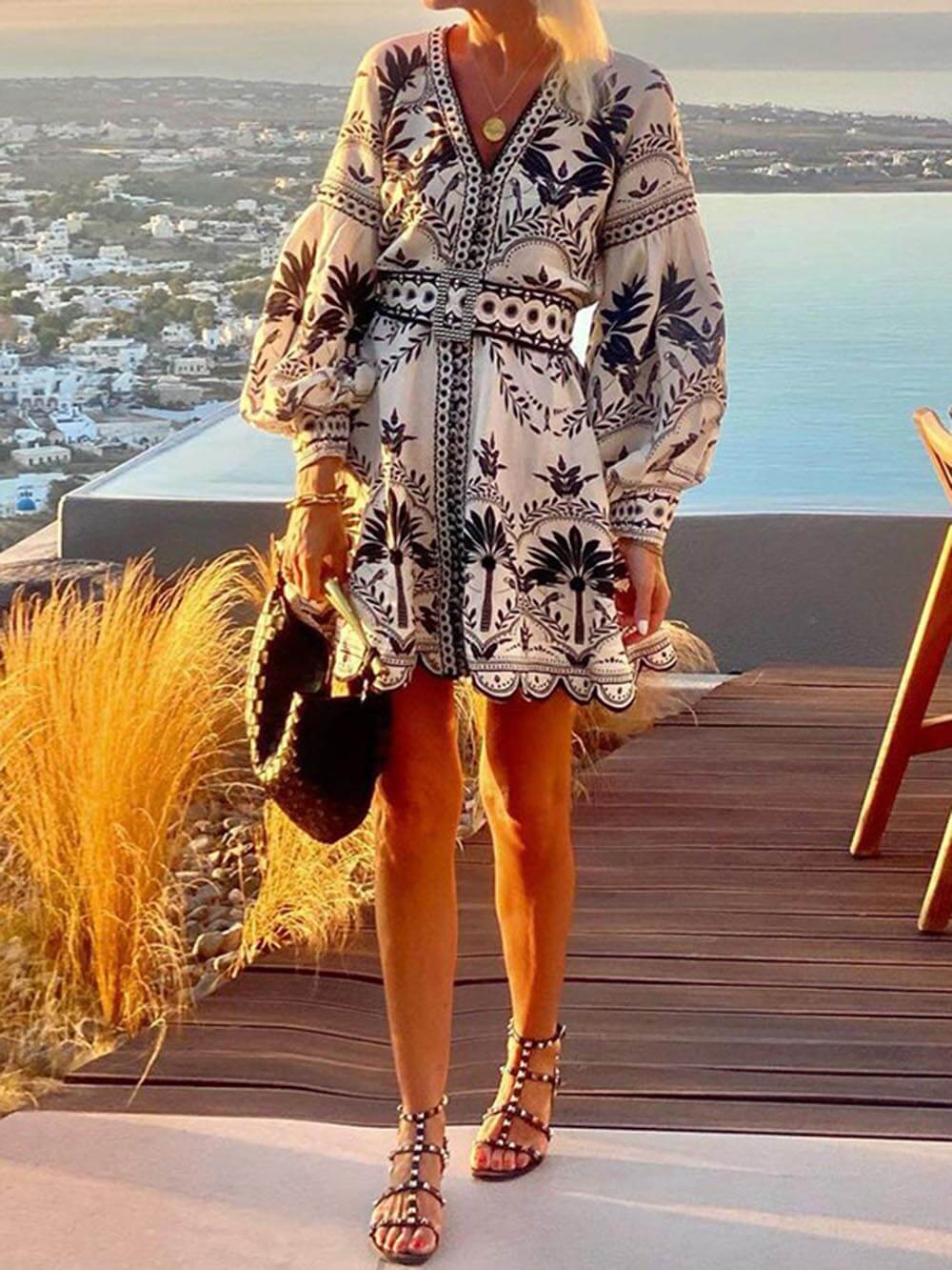 Head-Turning Printed Beach Mini Dress