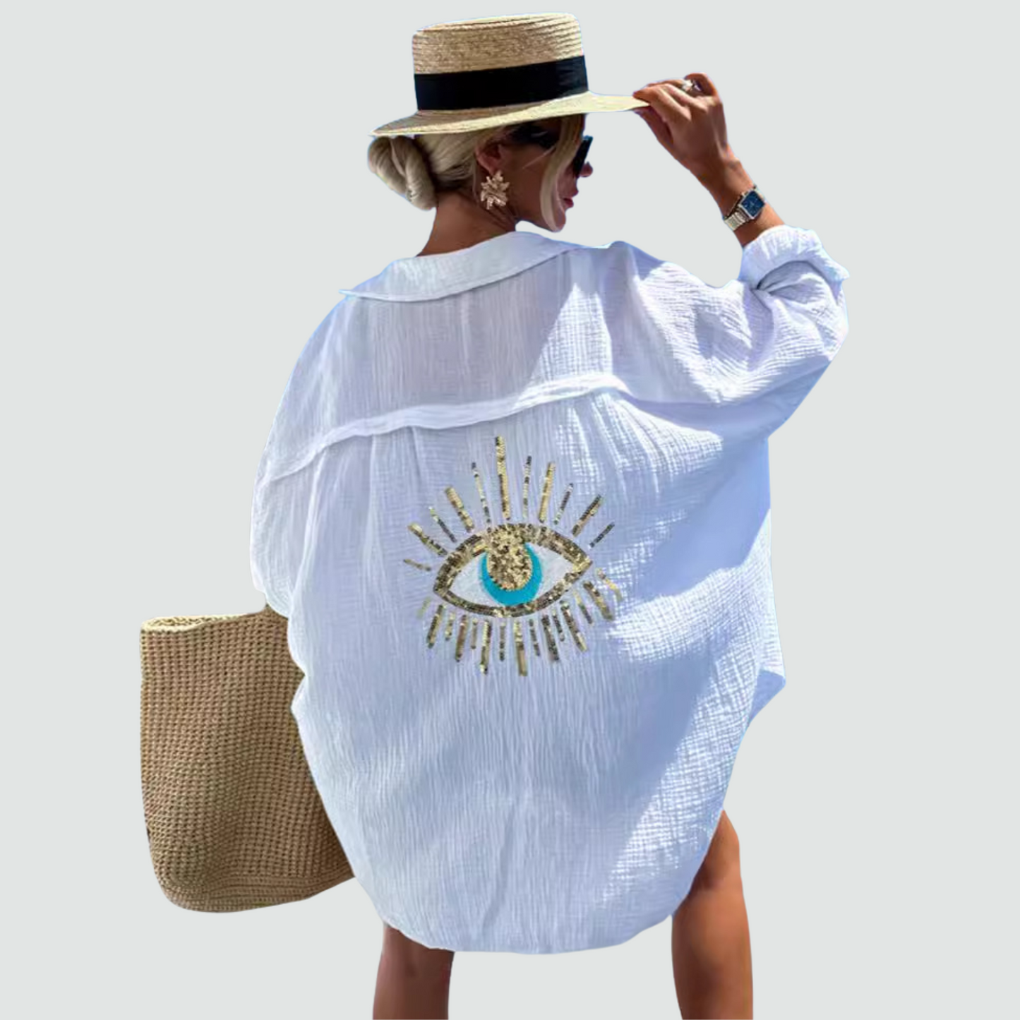 Statement Boho Sequin Oversized Shirt