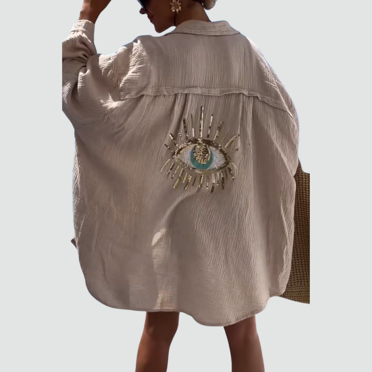 Statement Boho Sequin Oversized Shirt