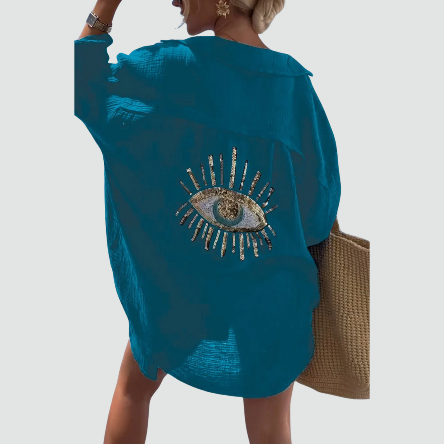 Statement Boho Sequin Oversized Shirt