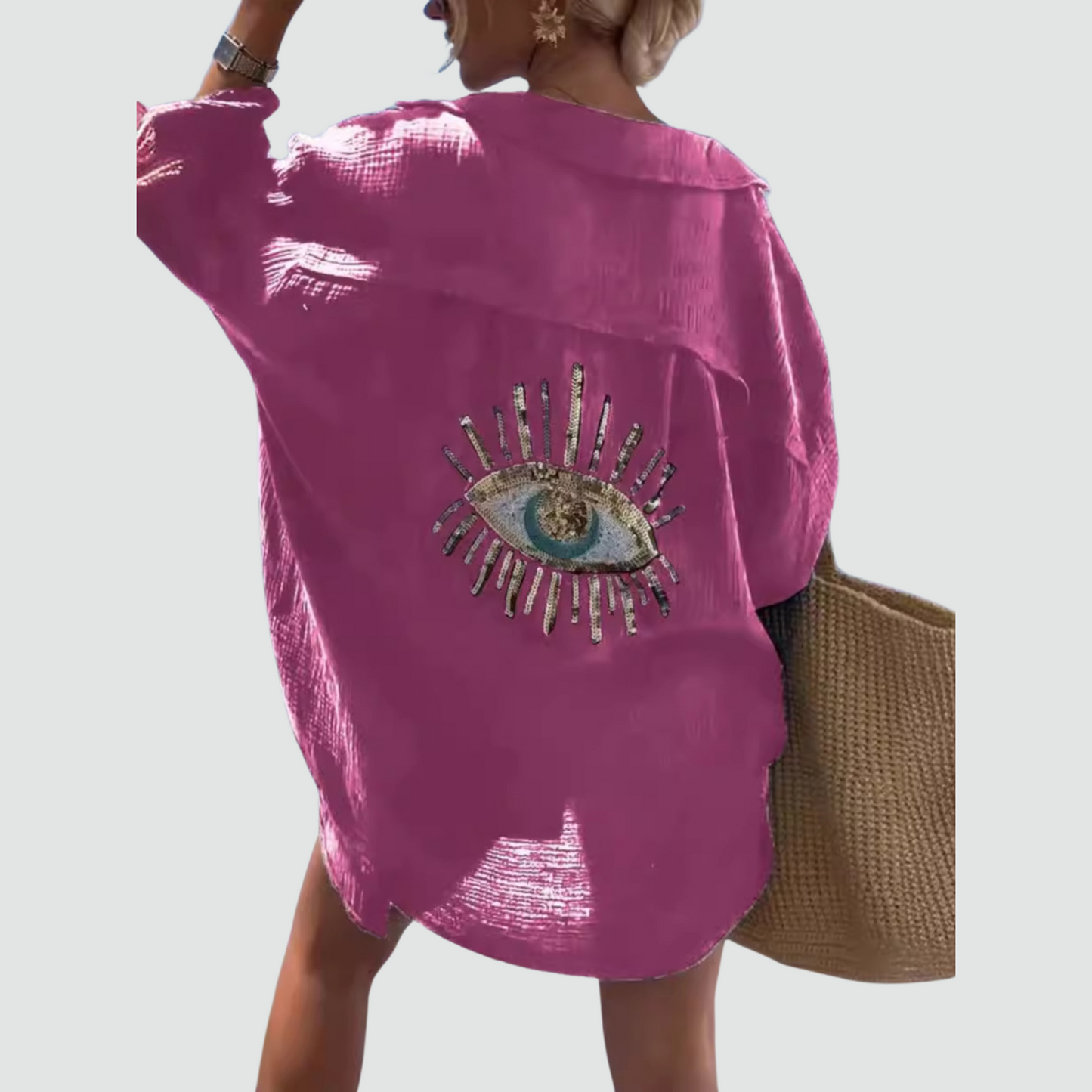 Statement Boho Sequin Oversized Shirt