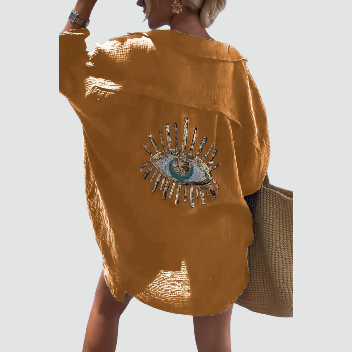 Statement Boho Sequin Oversized Shirt