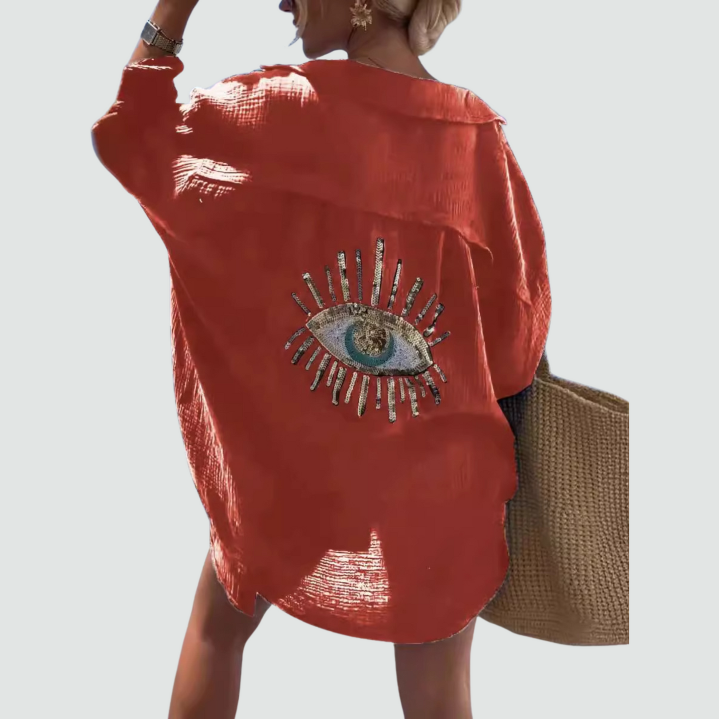 Statement Boho Sequin Oversized Shirt