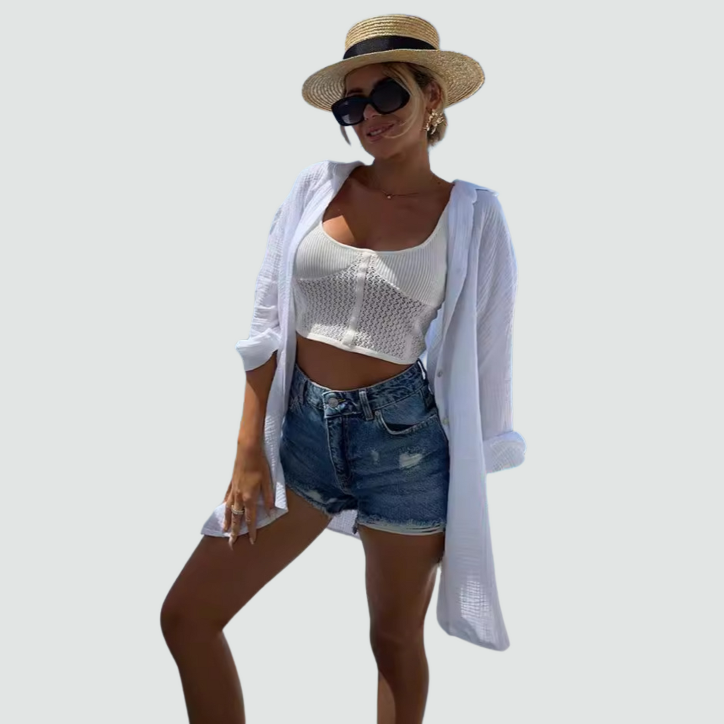 Statement Boho Sequin Oversized Shirt