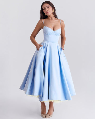 Floating Elegance Satin Midi Dress