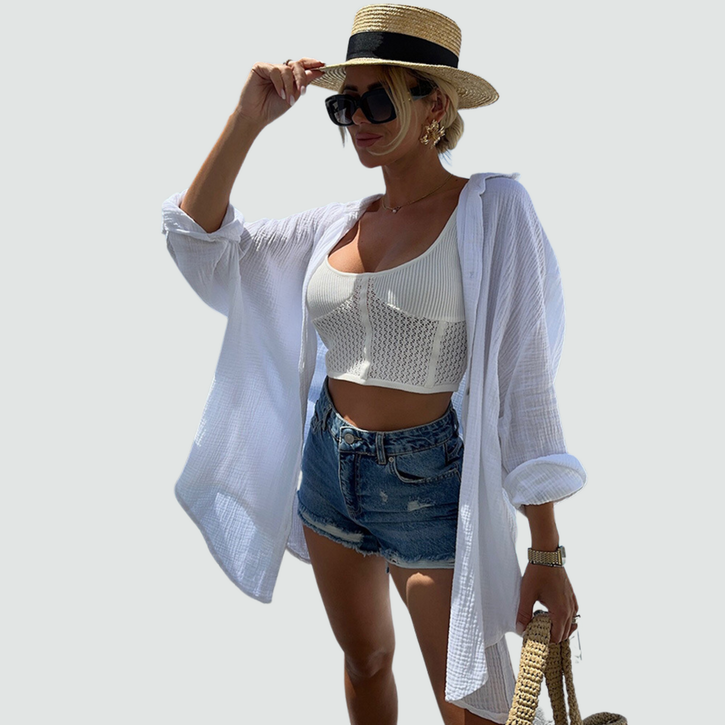 Statement Boho Sequin Oversized Shirt