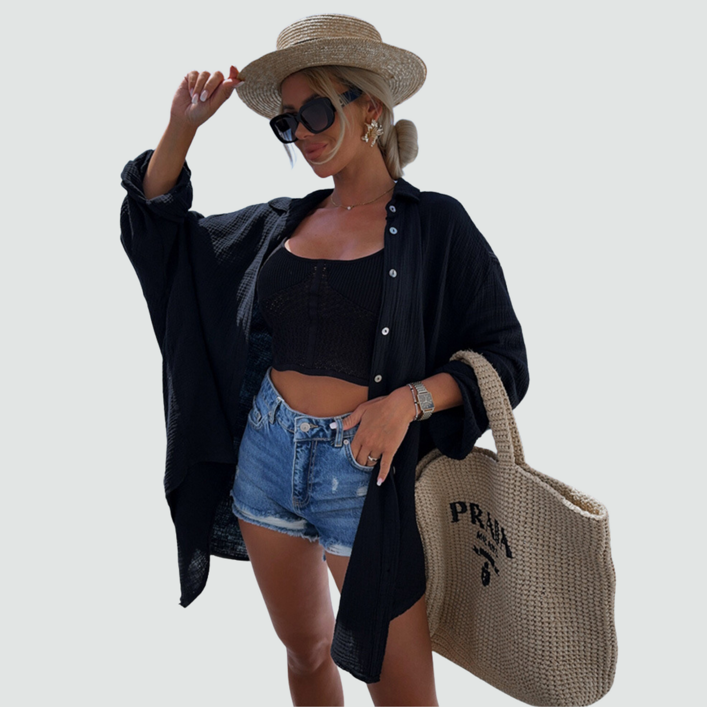 Statement Boho Sequin Oversized Shirt