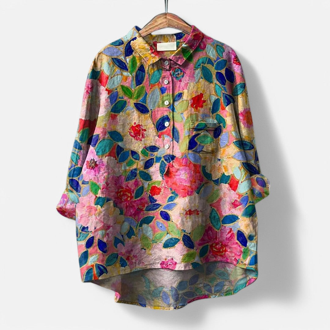 Artistic Dog-Print Blouse