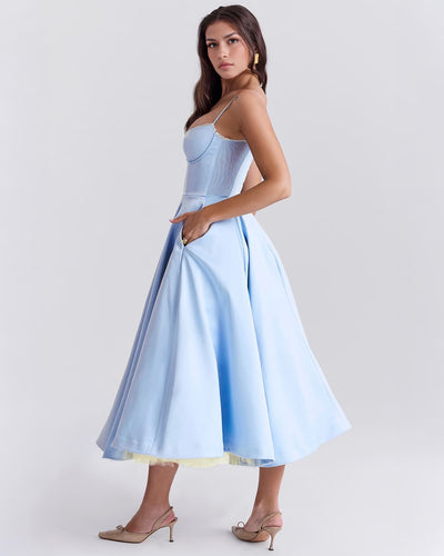 Floating Elegance Satin Midi Dress