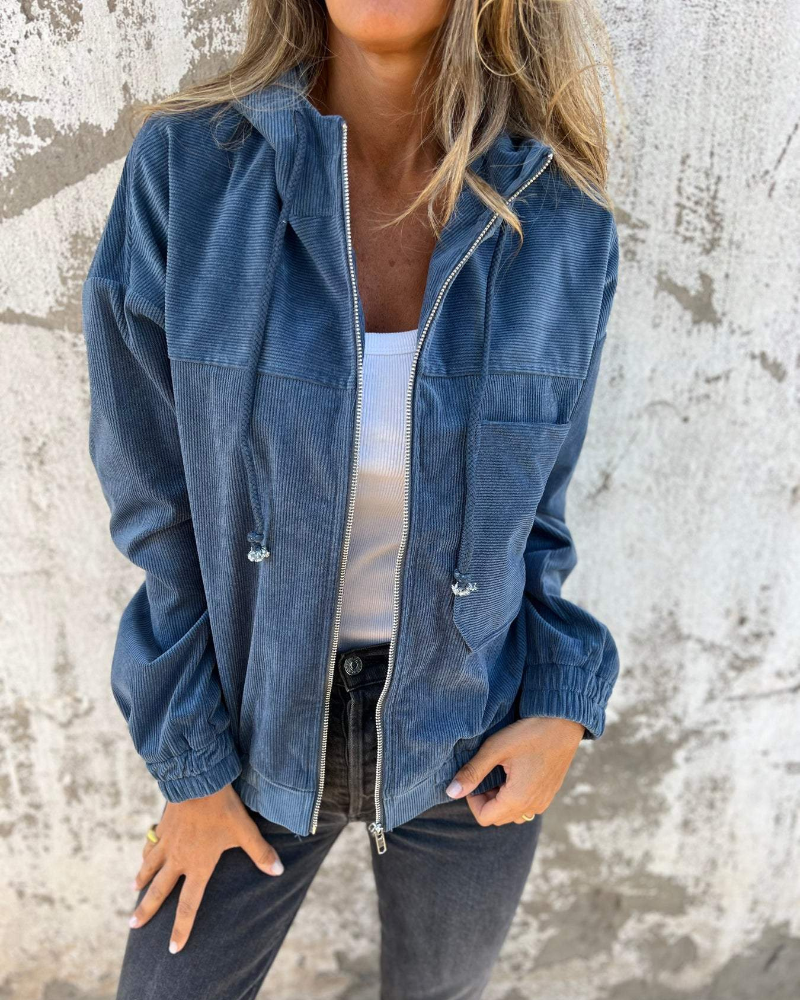 Cozy-Corduroy Hooded Jacket