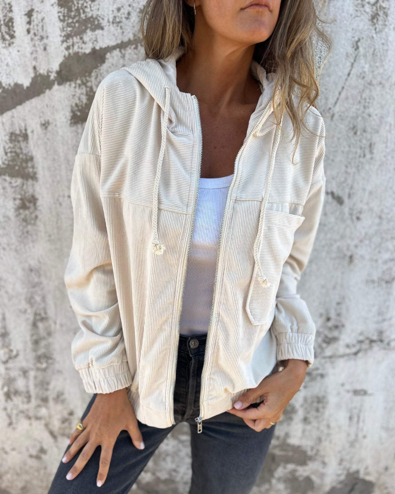 Cozy-Corduroy Hooded Jacket