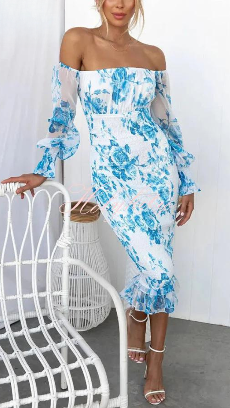 Graceful Off-Shoulder Floral Dress