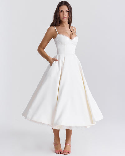 Floating Elegance Satin Midi Dress