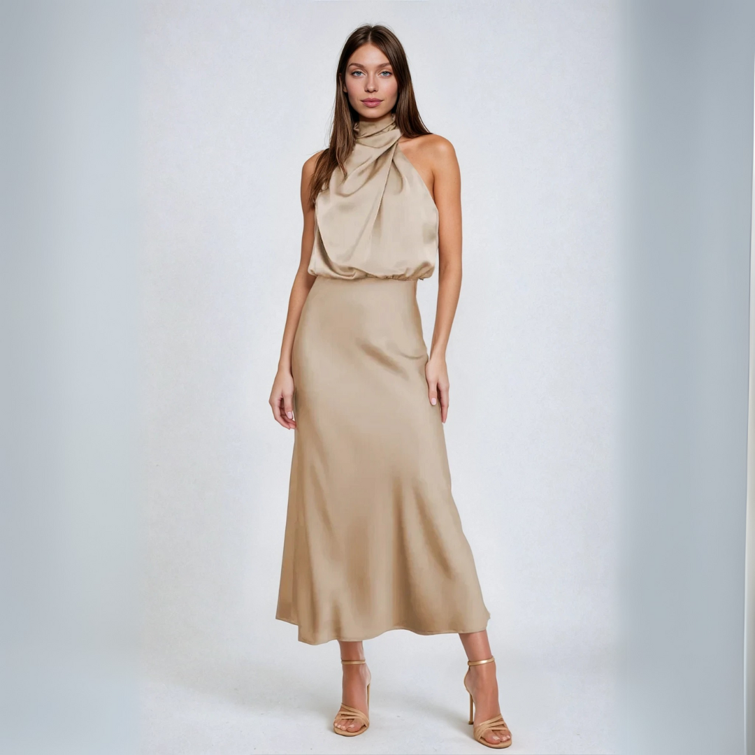 Effortless Glamour Satin Halter Dress