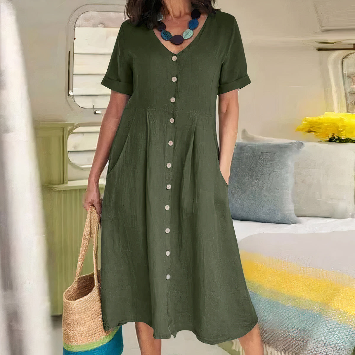 Effortless Elegance Button Dress