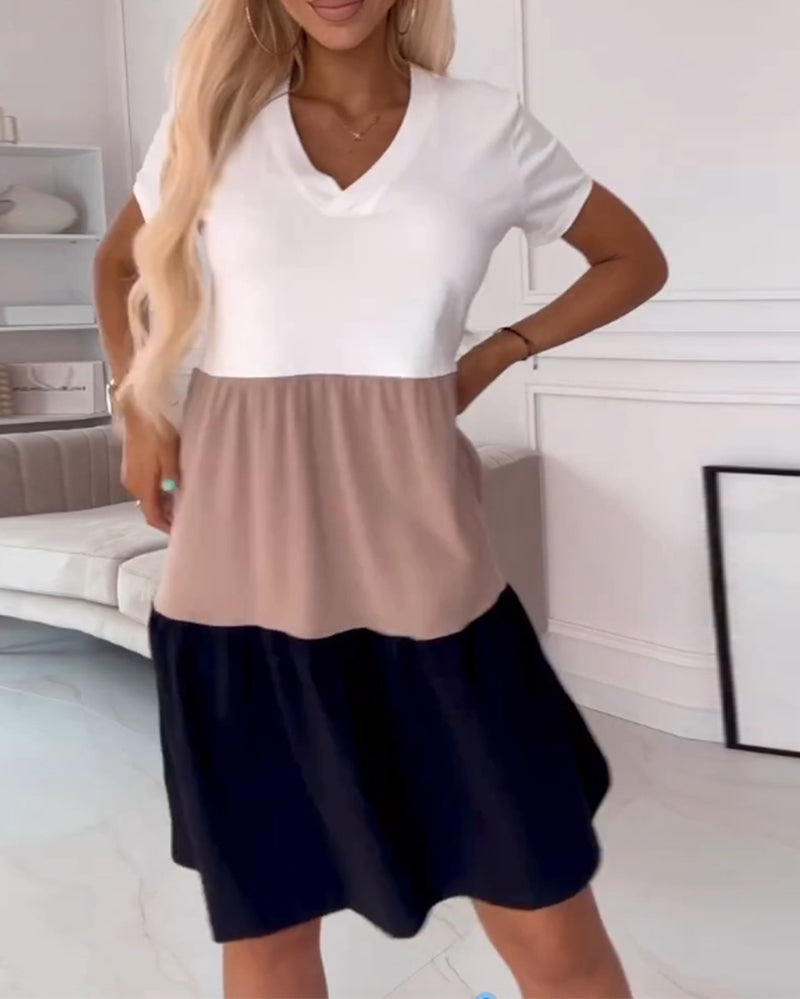 Trendy Color Block Summer Dress