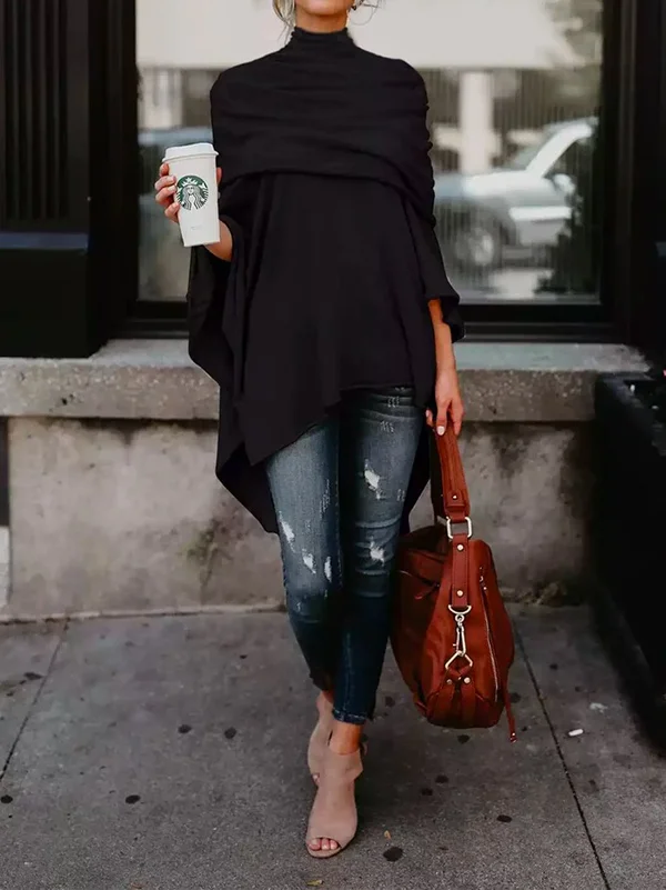 Effortless Elegance Asymmetrical High-Neck Top