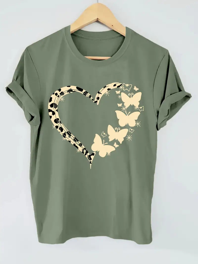 Effortless Elegance: Heart Butterfly Tee
