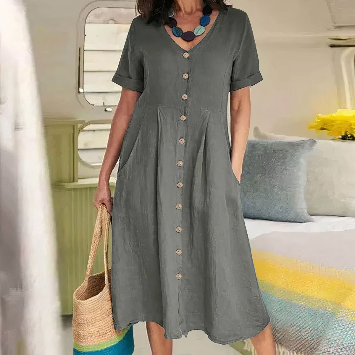 Effortless Elegance Button Dress