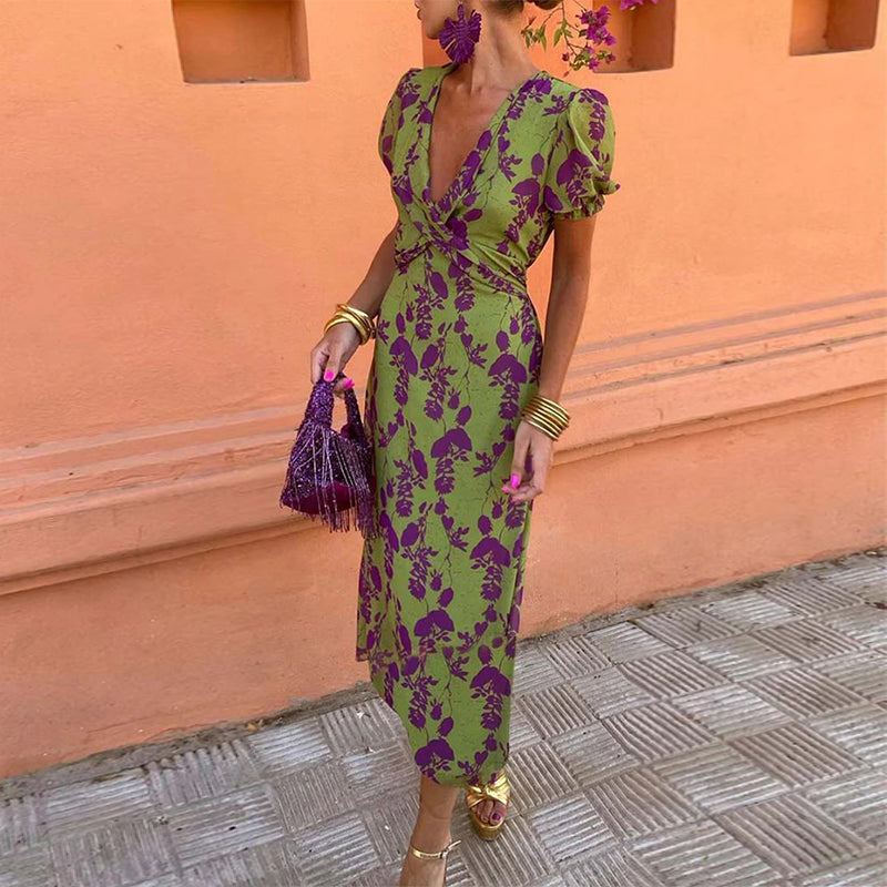 Flattering Botanical Maxi Dress