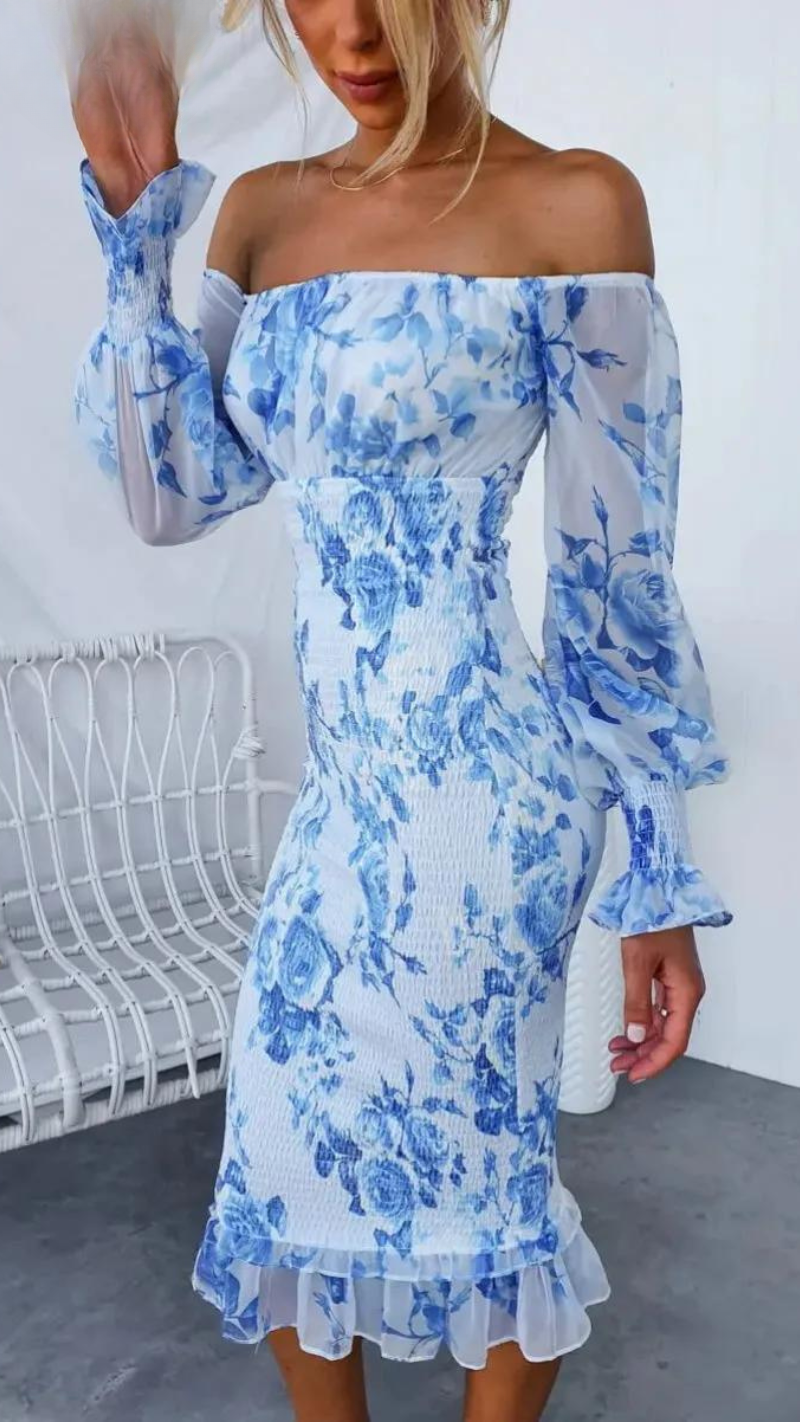 Graceful Off-Shoulder Floral Dress