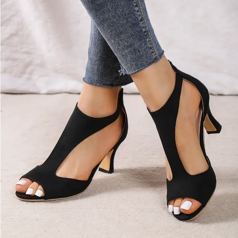 Elegant Open-Toe Comfort Heels