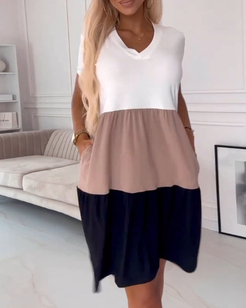 Trendy Color Block Summer Dress