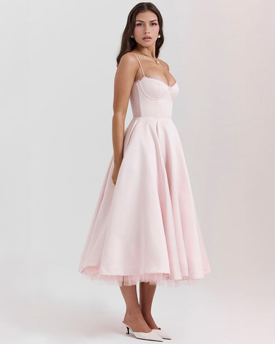 Floating Elegance Satin Midi Dress