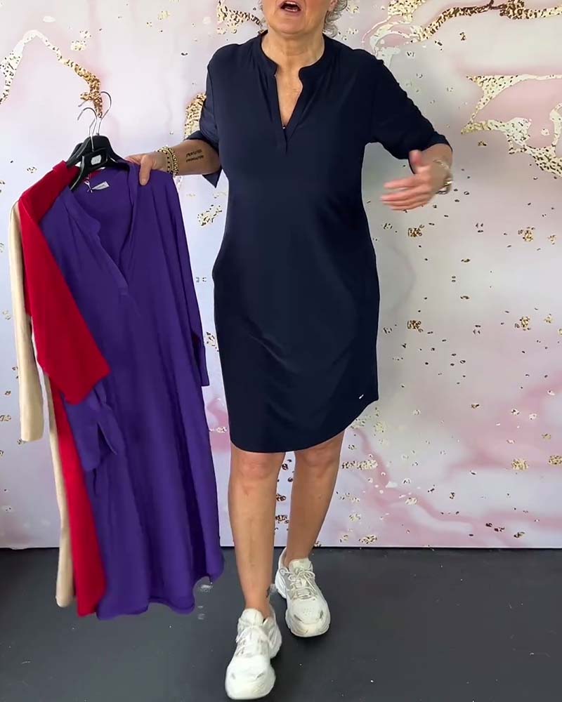 Comfort-Fit V-Neck Dress
