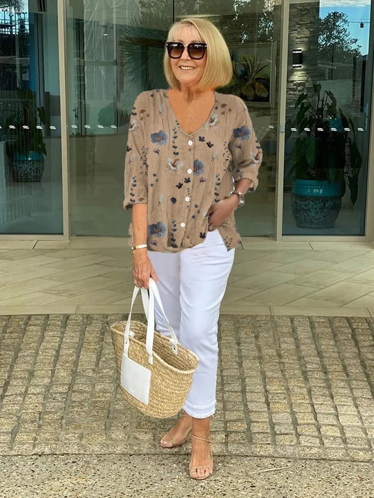 Floral-Print Statement Blouse