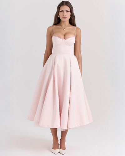 Floating Elegance Satin Midi Dress