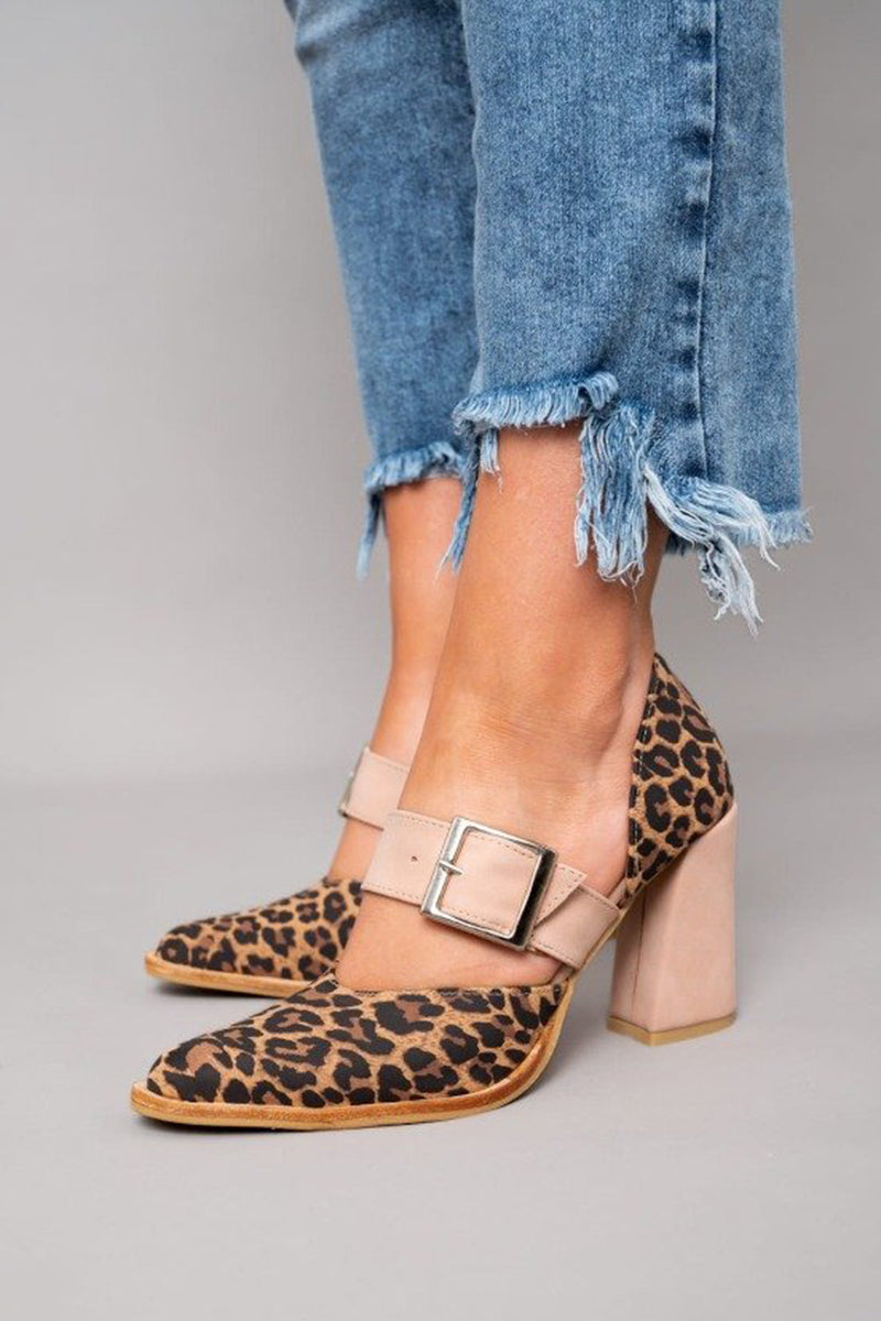 Elegant Leopard Suede High Heels