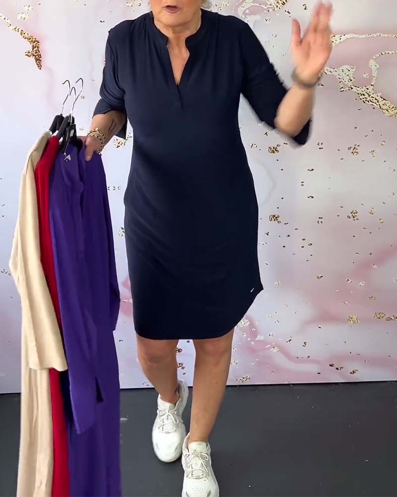 Comfort-Fit V-Neck Dress