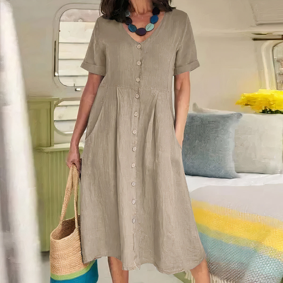 Effortless Elegance Button Dress