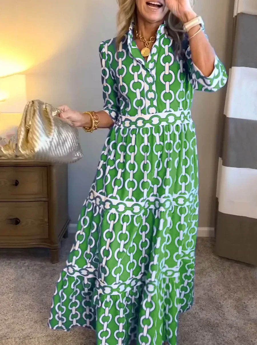Elegant Chain-Motif Midi Dress