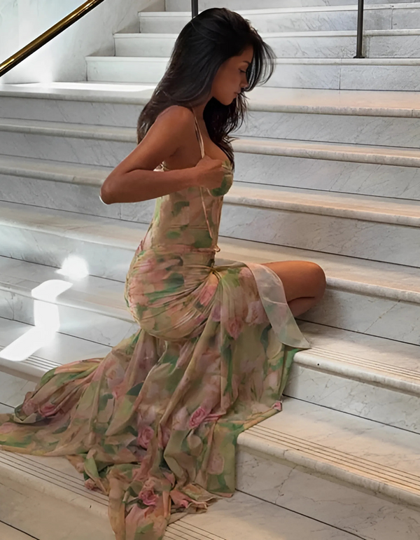 Enchanting Floral Corset Maxi Dress