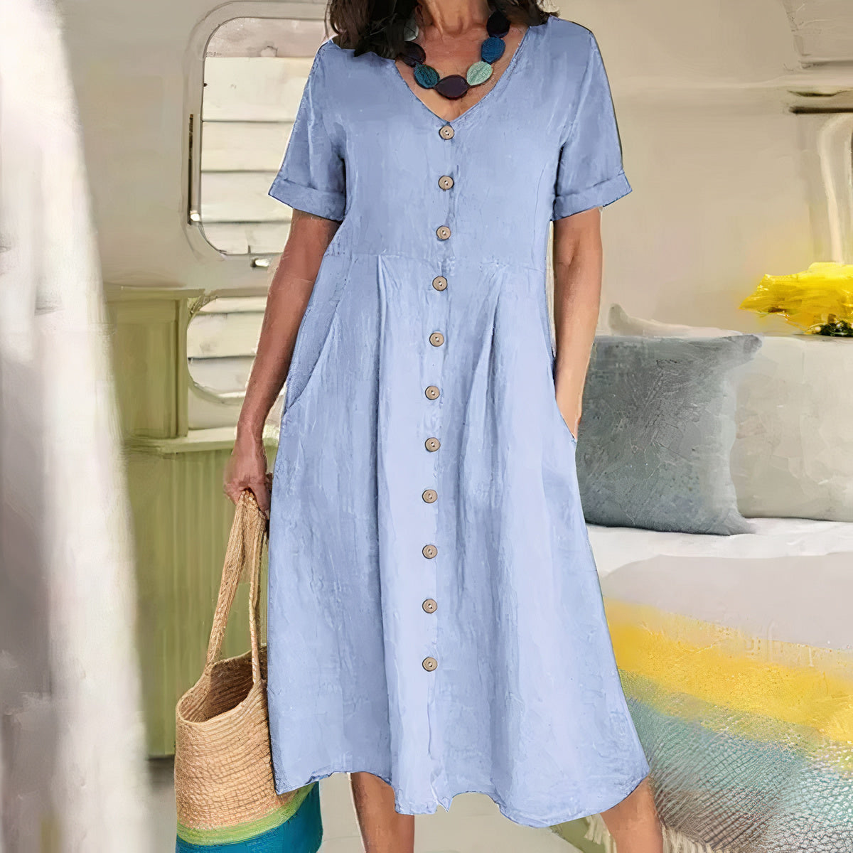 Effortless Elegance Button Dress