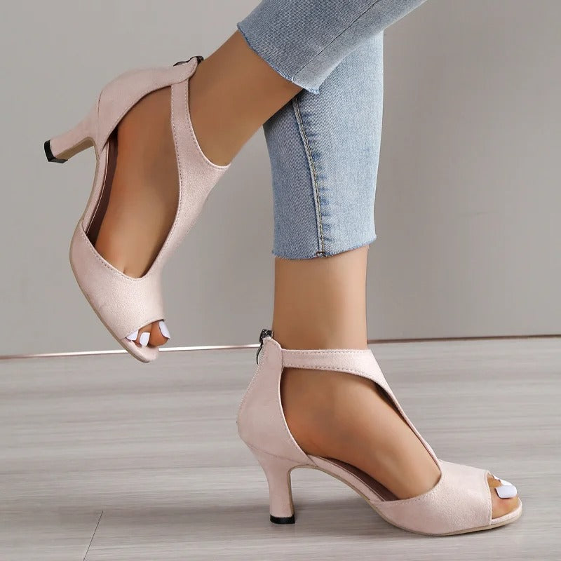 Elegant Open-Toe Comfort Heels
