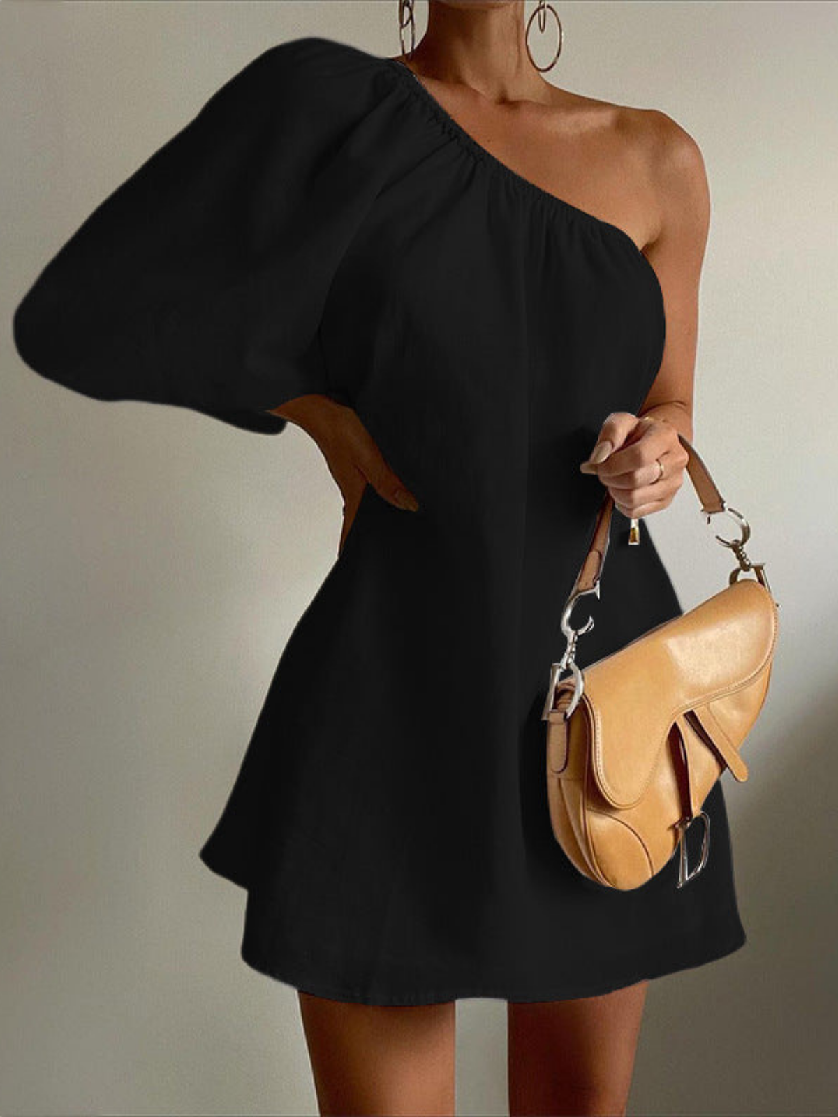 Elegant Slant Shoulder Cocktail Dress