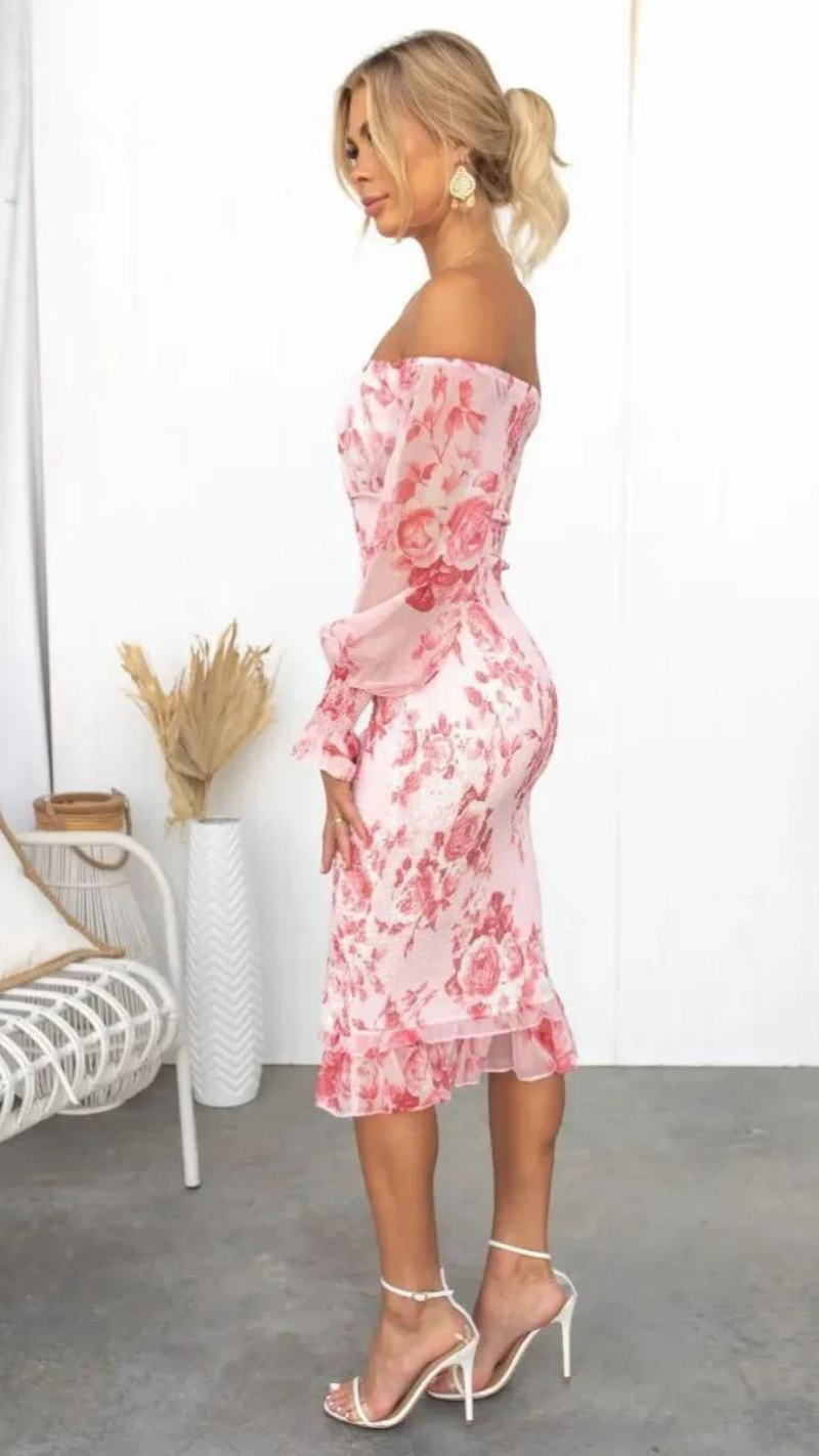 Graceful Off-Shoulder Floral Dress