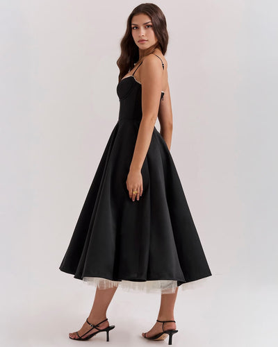 Floating Elegance Satin Midi Dress