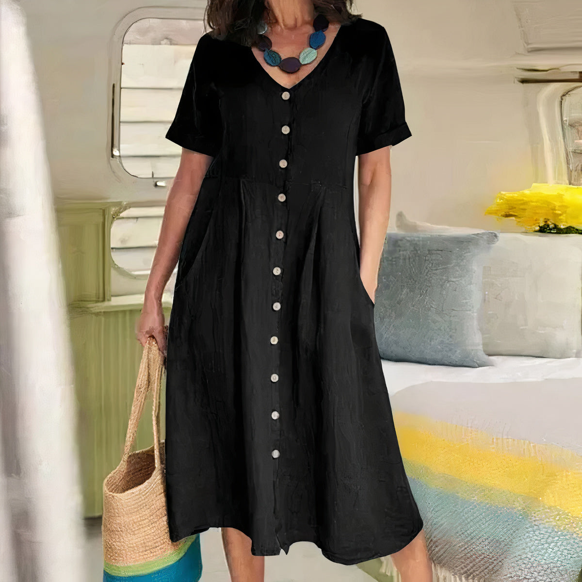 Effortless Elegance Button Dress