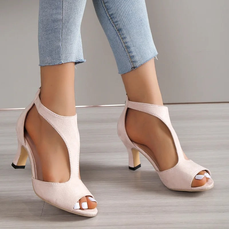 Elegant Open-Toe Comfort Heels