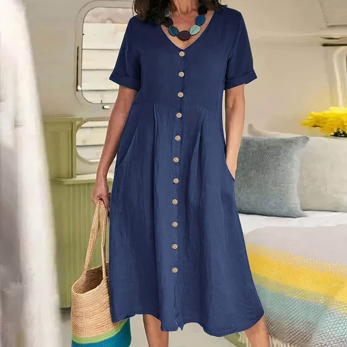 Effortless Elegance Button Dress