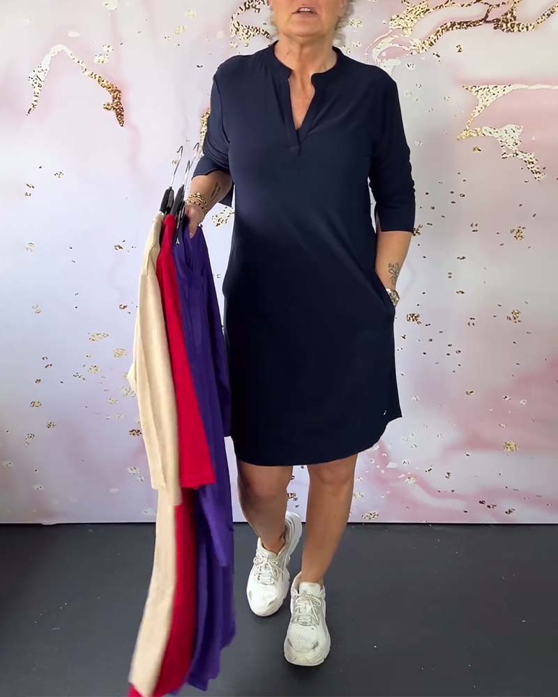 Comfort-Fit V-Neck Dress