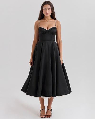 Floating Elegance Satin Midi Dress