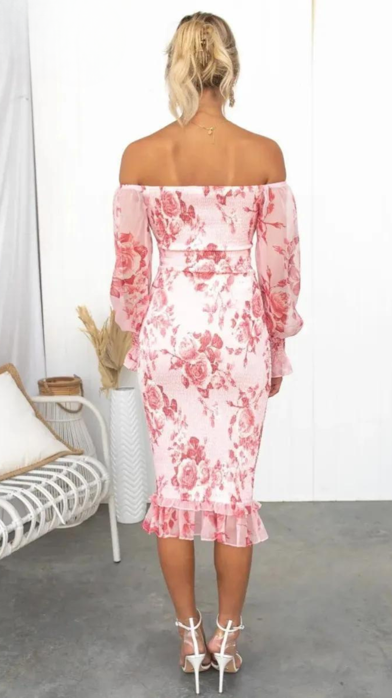 Graceful Off-Shoulder Floral Dress
